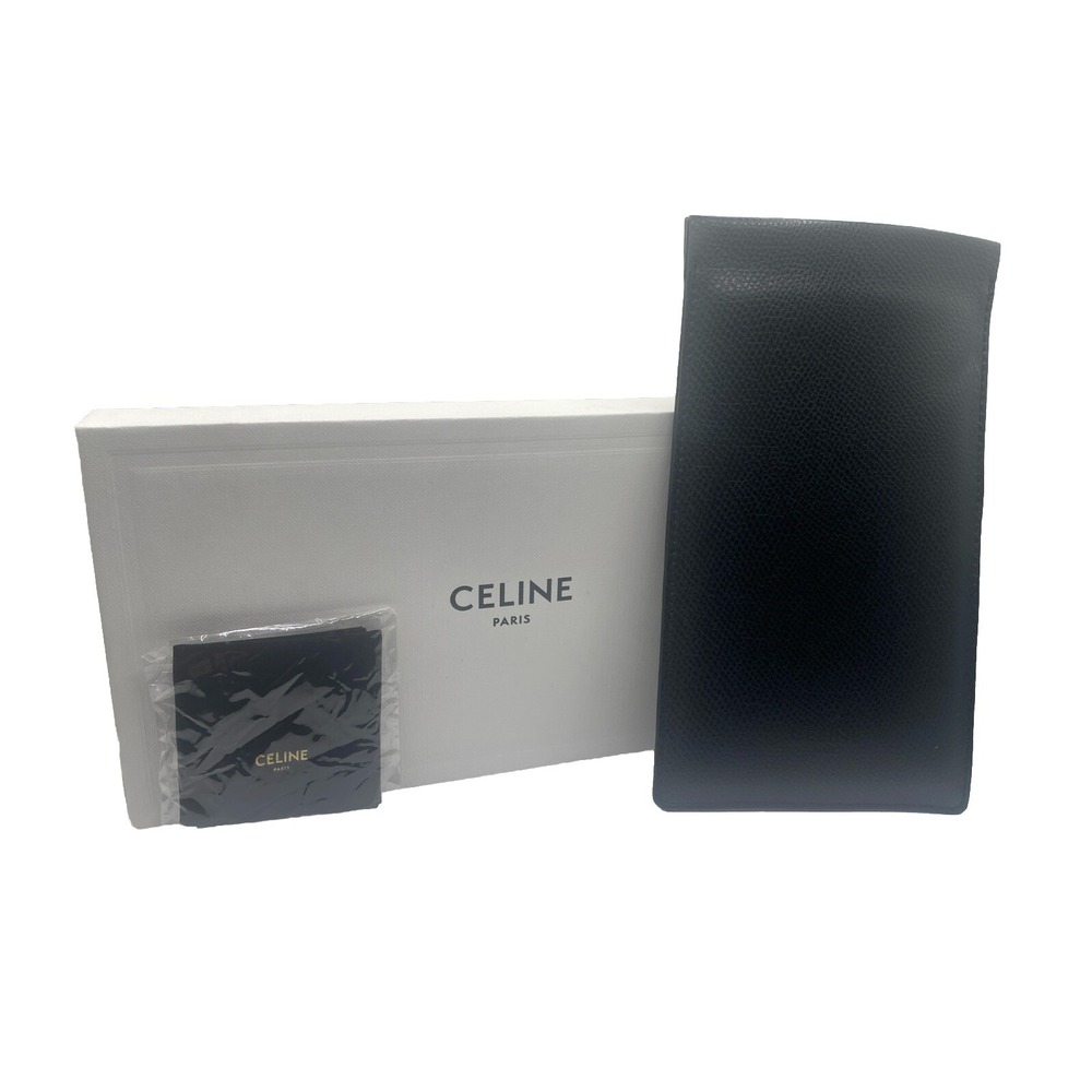 NEW Authentic CELINE Black Leather Glasses Soft Case Box Cleaning Cloth